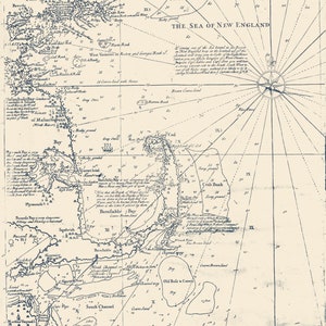 Sea of New England - Cape Cod Karte 1734 - Seekarte Druck
