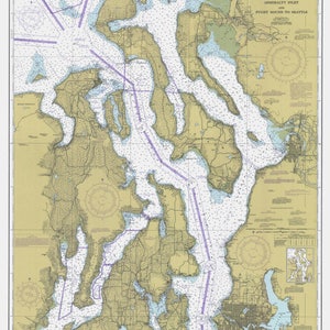 Puget Sound & Admiralty Inlet Map 1983 - Nautical Chart Print