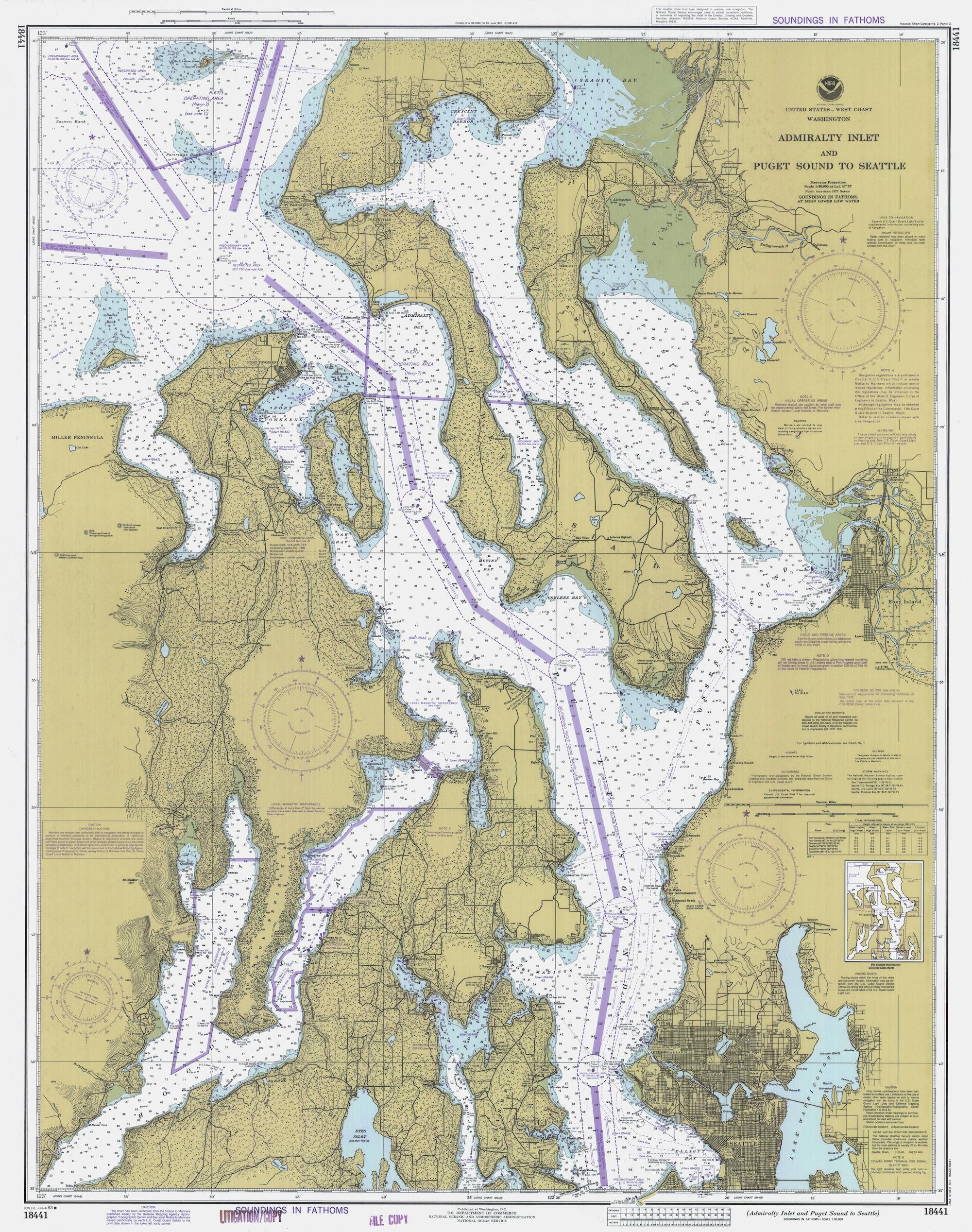 Puget Sound Marine Map Puget Sound & Admiralty Inlet Map 1983 Nautical Chart Print | Etsy Ireland