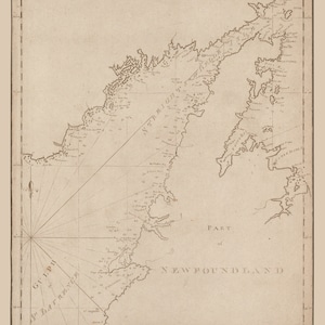 Newfoundland kaart - Straat van Belle Isle - zeekaart afdrukken