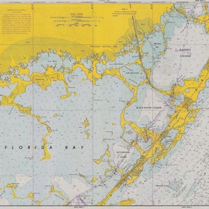Florida Bay Map 1971 (18" x 40") (24" x 54") - Nautical Chart Print
