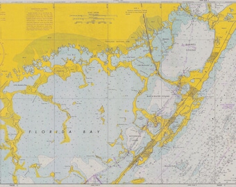 Florida Bay Map 1971 (18" x 40") (24" x 54") - Nautical Chart Print