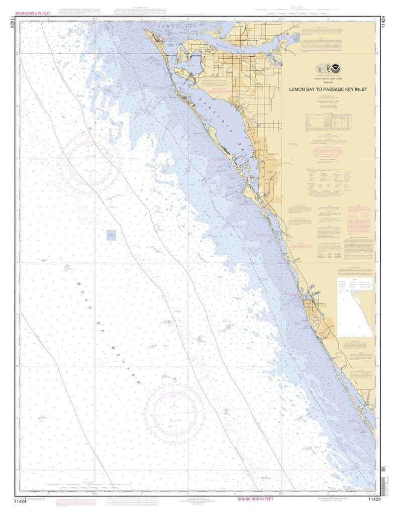 Lemon Bay to Passage Key Inlet Map 2012 - Nautical Chart Print - Etsy