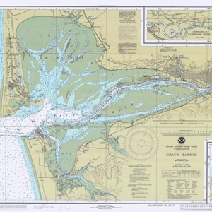 Gray's Harbor Washington Historische Kaart 1982 - Nautical Chart Afdrukken