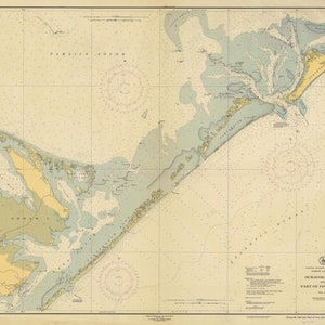 Mapa de som do núcleo e entrada de Ocracoke 1946 - Impressão de carta náutica