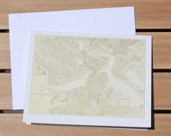 Boston Harbor Map Notecards (1921) 4.25"x5.5"