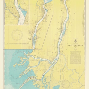Saint Clair River Map 1948 - Nautical Chart Print