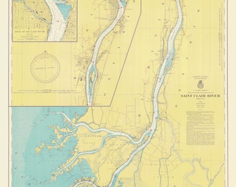 Saint Clair River Map 1948 - Nautical Chart Print