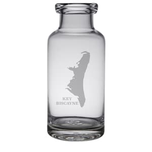 Key Biscayne Mapa Jarra de vidrio grabado