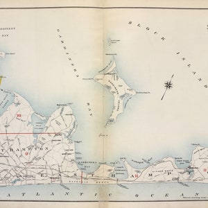 East Hampton & Montauk Mapa - Long Island 1916 - Impresión de cartas náuticas