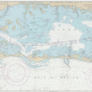 Mapa de Pine Island Sound - Sanibel y Captiva 1992 (18" x 40") - Impresión de carta náutica