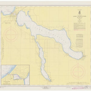Lake Charlevoix Historical Map 1963 - Nautical Chart Print