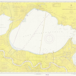 Lake Pontchartrain and Lake Maurepas - Louisiana 1967 - Nautical Chart Print