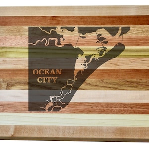 Ocean City Karte Gravur Holz Servierbrett & Barbrett