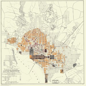 Washington DC Property Value Map 1887 - Seekarte Druck