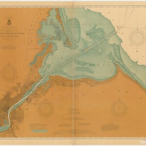 Maumee Bay und Maumee River - Toledo Hafen karte 1902 - Seekarte Druck