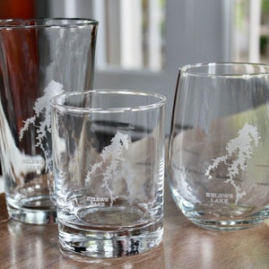 Belews Lake, NC Map Engraved Glasses