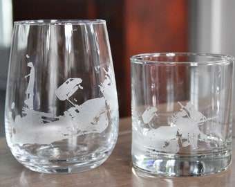 Key West Map Engraved Glasses