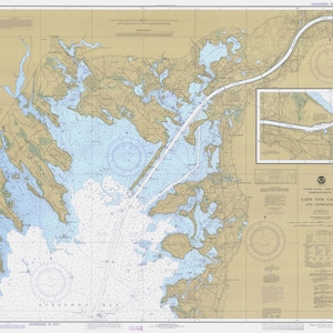 Cape Cod Kanal Karte 1984 - Seekarte Druck