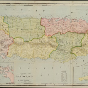 Porto Rico Map 1898 - Nautical Chart Print