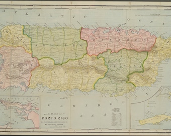 Porto Rico Map 1898 - Nautical Chart Print