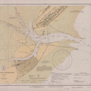 Ingresso alla baia di Galveston 1934 - Stampa carta nautica