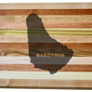Barbados Map Engraved Wooden Serving Board & Bar Board