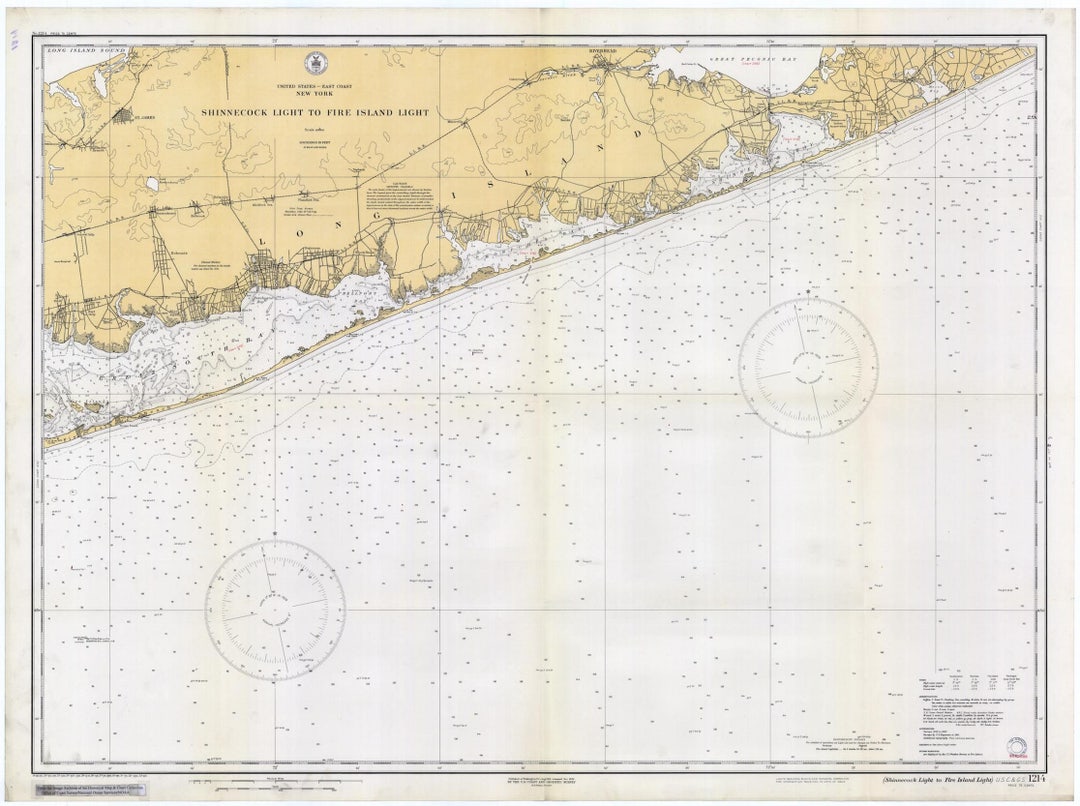 Fire Island Light to Shinnecock Light Map 1929 (long Island) - Nautical Chart Print - Etsy
