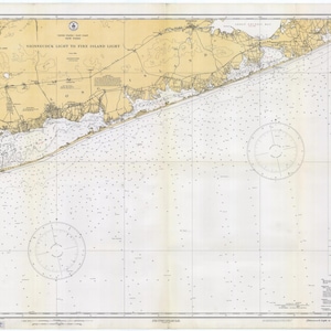 Fire Island Light to Shinnecock Light Map 1929 (Long Island) - Impresión de cartas náuticas