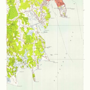 New Bedford Map (Southern Part) 1948 - Nautical Chart Print