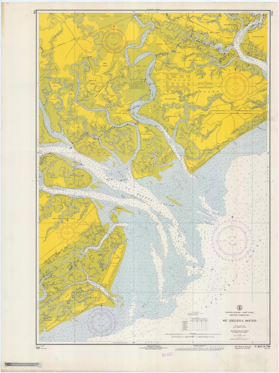 St Helena Sound Map St. Helena Sound Map 1967 Nautical Chart Afdrukken | Etsy België