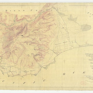 False Bay to La Jolla California Historische Karte 1889 - Segelkarte Druck