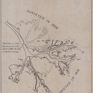 Mapa del delta del río Misisipi, 1916: impresión de cartas náuticas