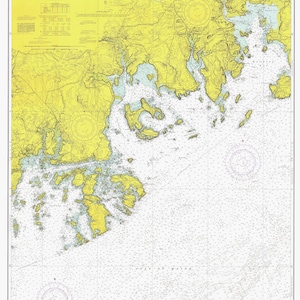 Machias Bay to Tibbett Narrows Karte 1974 - Seekarte Druck
