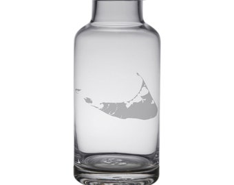 Nantucket Map Engraved Glass Carafe