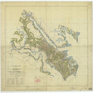 Militärkarte der Halbinsel - Hampton Roads & James River - Seekarte Druck