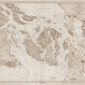 Carte des îles San Juan - 1933 (sépia) - Carte nautique Imprimer