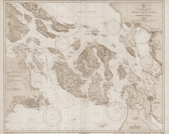 San Juan Islands Map - 1933 (sepia) - Nautical Chart Print