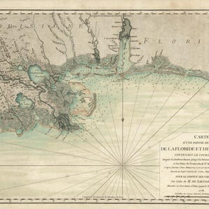 Florida & Louisiana Map - 1778 (color) - Nautical Chart - Paper | Canvas | Metal