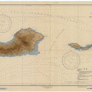 May include: A nautical chart of the Anacapa Passage, California, showing the coastline and surrounding waters. The chart includes depth soundings, navigational aids, and other important information for mariners.