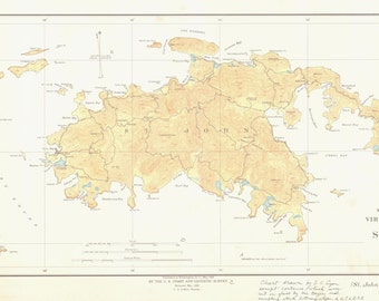 St. John Map - USVI 1934 - Nautical Chart Print