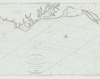 Savannah to Boston Map - Nautical Chart Print