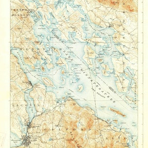 ニューハンプシャー州ウィニペソーキー湖 1909 年地形図