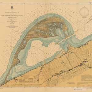 Erie Harbour et Presque Isle, carte de 1901 - Impression de cartes marines
