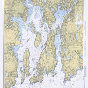 Carte 1997 de la baie de Narragansett - Impression de carte marine