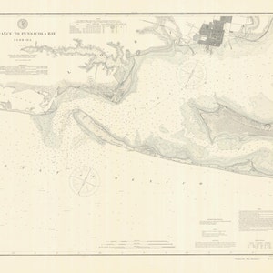Mapa histórico de la bahía de Pensacola, 1859: impresión de cartas náuticas