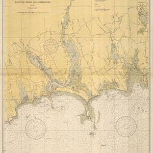 Westport Fluss Karte - Bussard bay 1937 - Seekarte Druck