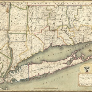 Karte von Conneticut und Long Island - Seekarte Print