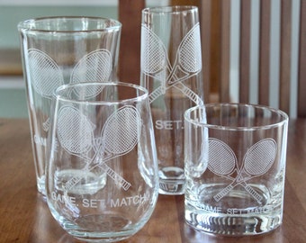 Tennis Engraved Glasses - "Game.Set.Match"