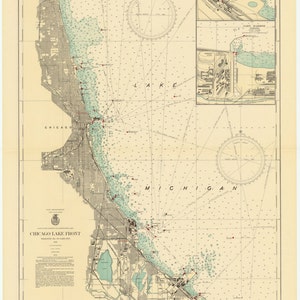 Carte historique du front du lac chicago 1937 - Carte nautique Imprimer